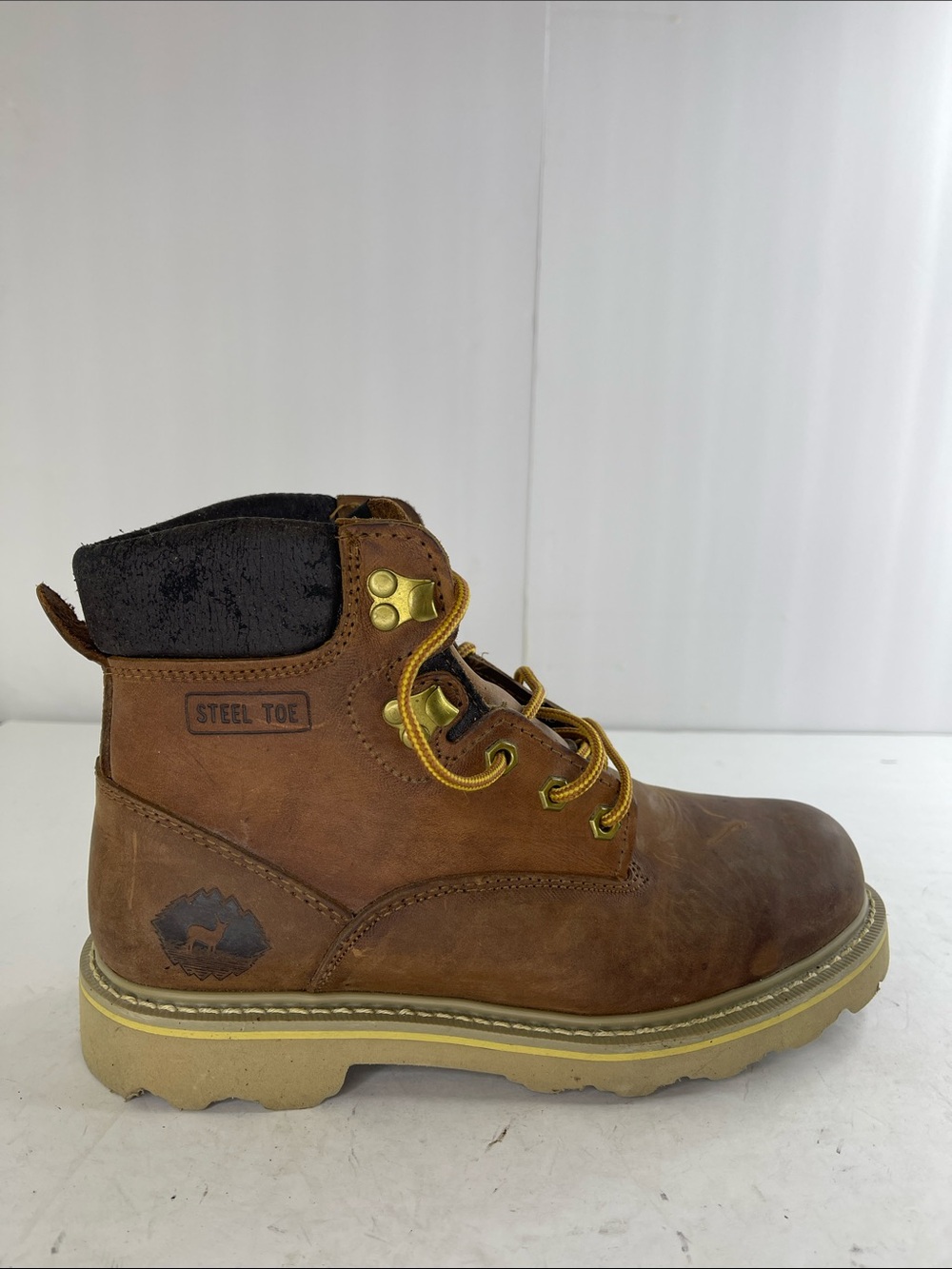 Wolverine Brown Steel Toe Work Boot with Black Collar